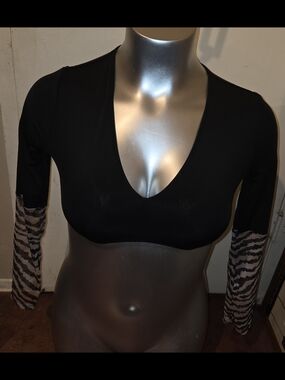 Iconswim Sexy Cropped Long Sleeve Sheer Animal Print Versatile Swim CasualTop XL
